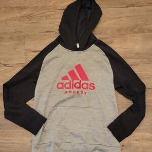 Adidas Black and Gray Hoodie with RED Logo
